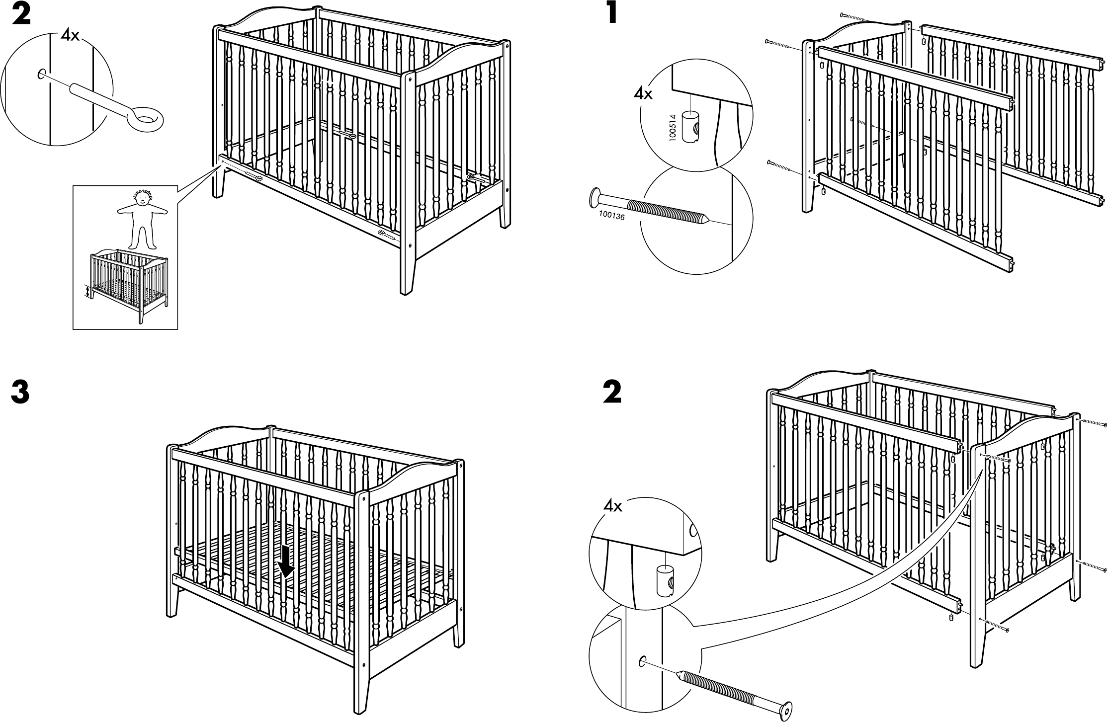 IKEA Diktad babybed Handleiding (4 Pagina's)