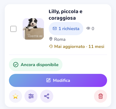 La scheda di un annuncio con il pulsante verde «Ancora disponibile» sopra il pulsante «Modifica»